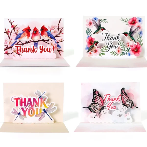 3D Pop-up Thank you greetings Card for Customers (set)