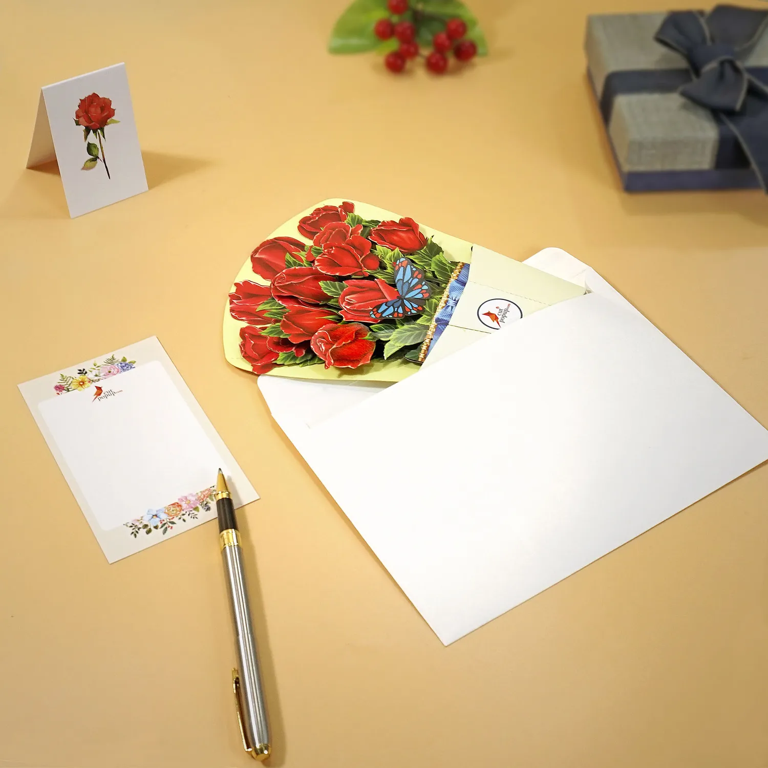 Bouquet Flower Set Autumn Valentine - handcrafted in 3D pop-up Cut - Image 5