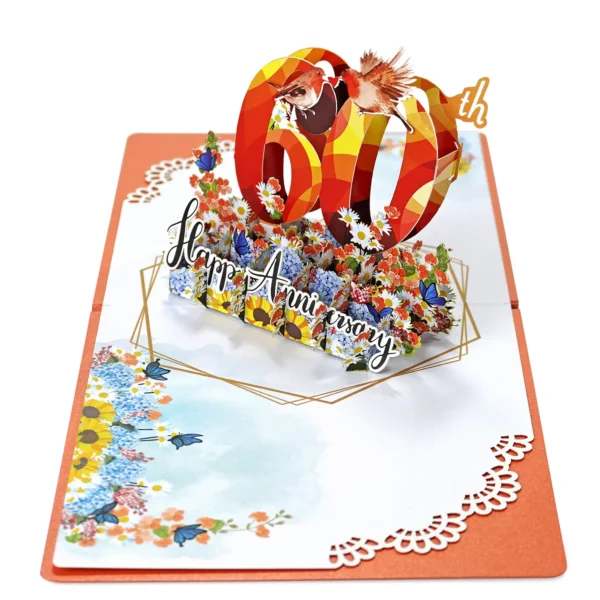 Alternative view of 60 Happy Anniversary Greetings 3D Popup Card