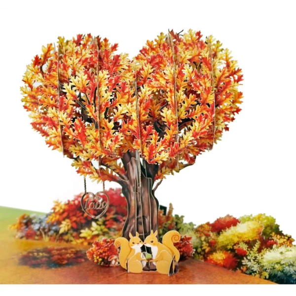 Autumn Love 3D Tree Heart Anniversary Popup Card For Valentine's Day