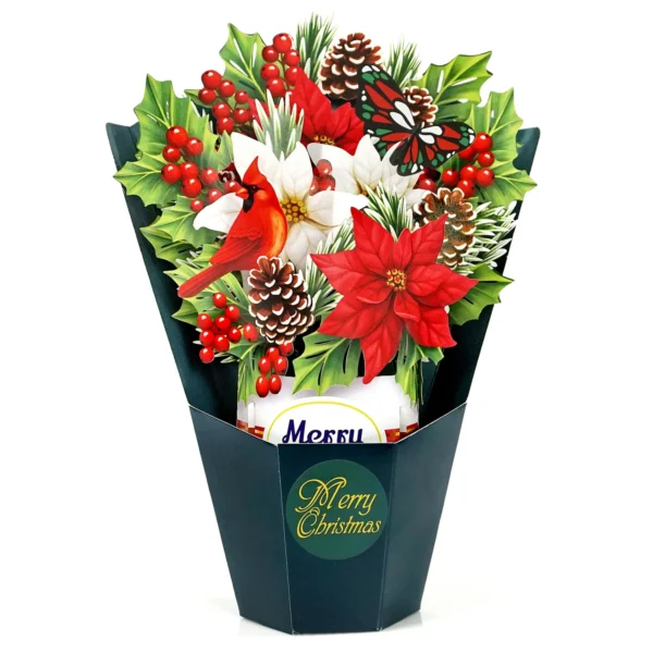 Alternative view of Bouquet Poinsettia Flower 3D Greeting Pop up Card