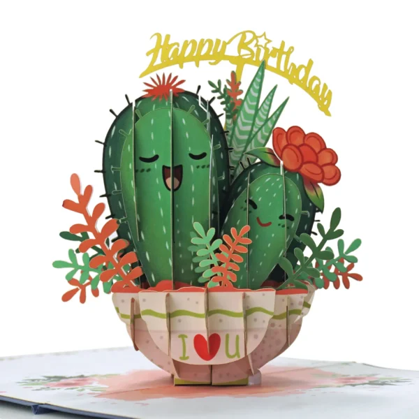 Cactus Birthday 3D Popup Greeting Card