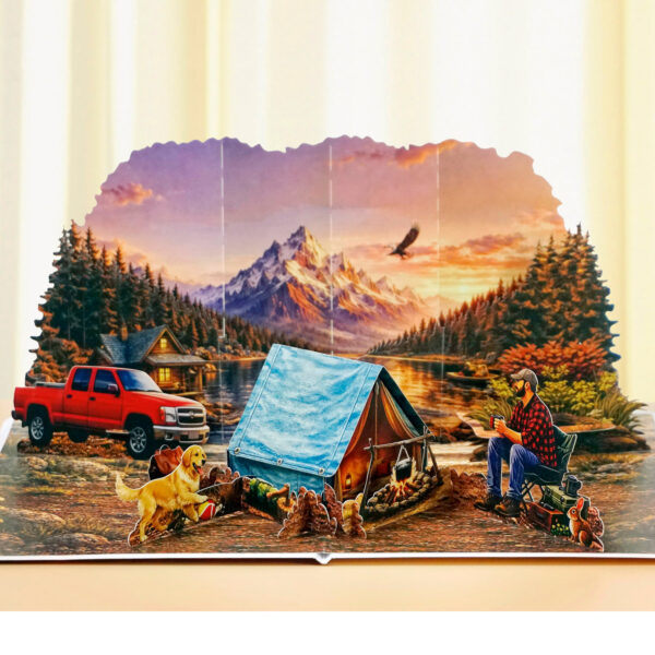 Celebrate Father's Day with Camping-3D-Pop-Up Greeting Card