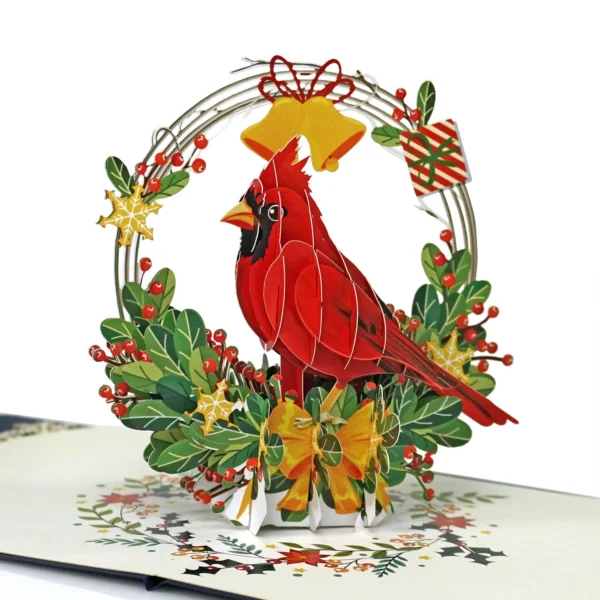 Cardinal Bird 3D Popup Greeting Card Xmas