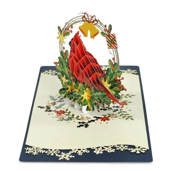 Alternative view of Cardinal Bird 3D Popup Greeting Card Xmas