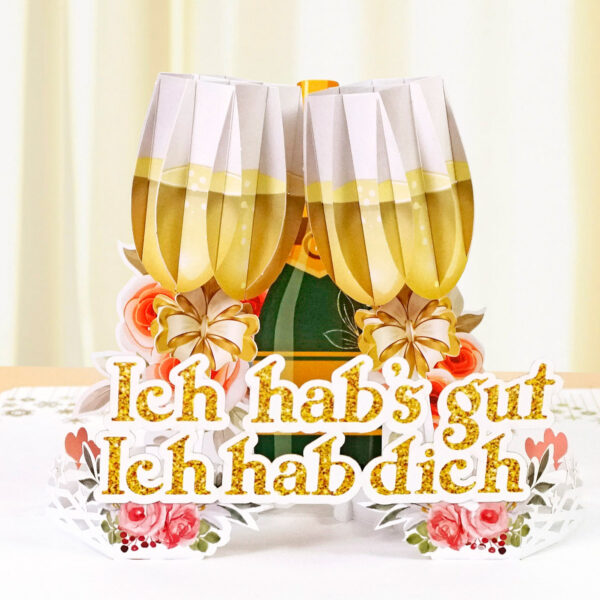 3D Champagne Celebration Pop-Up Greeting Card