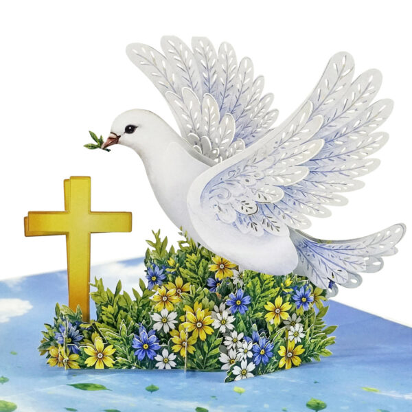 Alternative view of 3D Dove & Cross Pop-Up Card for a newborn boy
