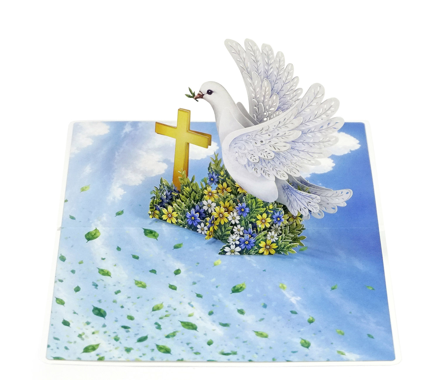 3D Dove & Cross Pop-Up Card for a newborn boy - Image 10