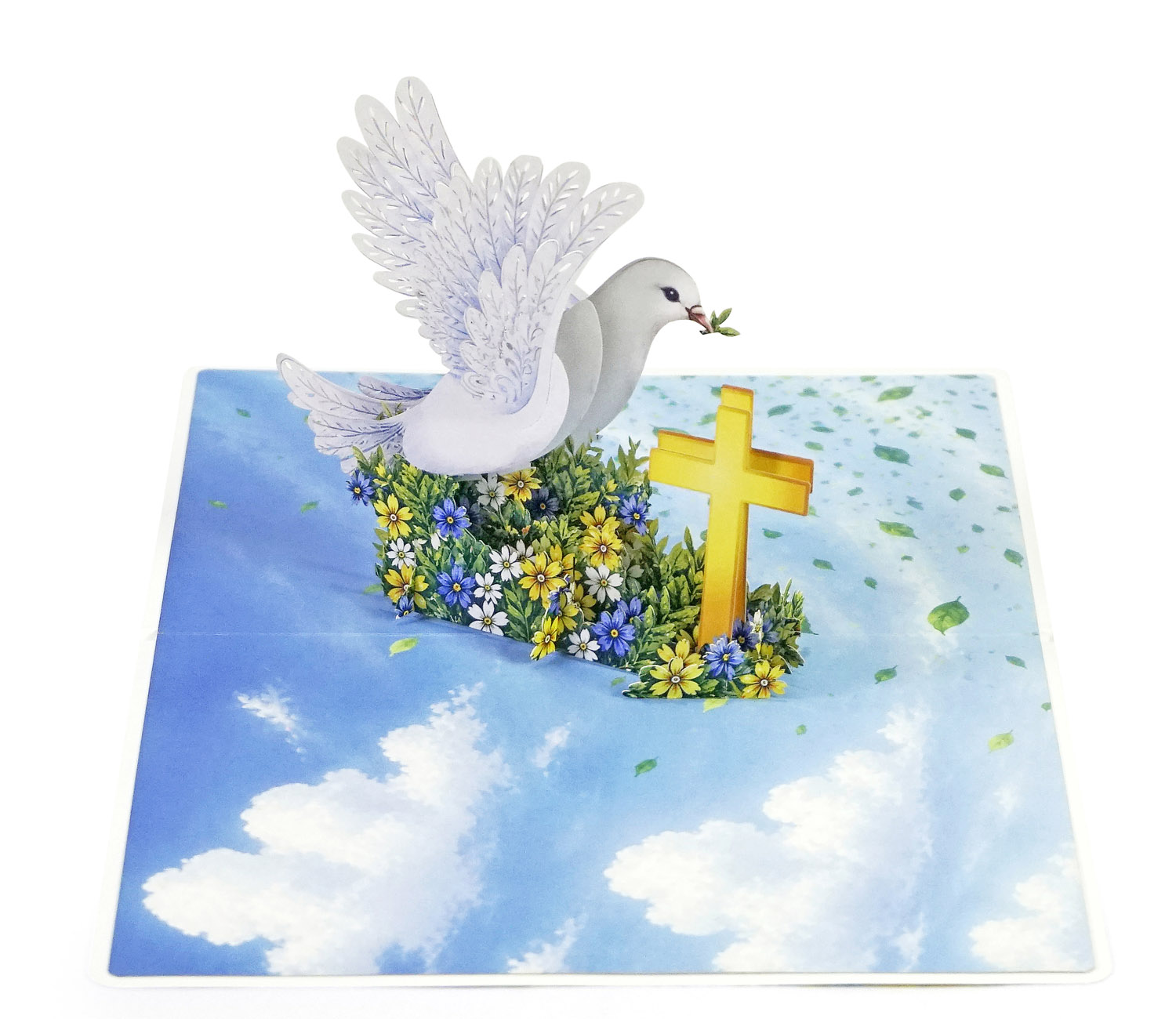 3D Dove & Cross Pop-Up Card for a newborn boy - Image 9