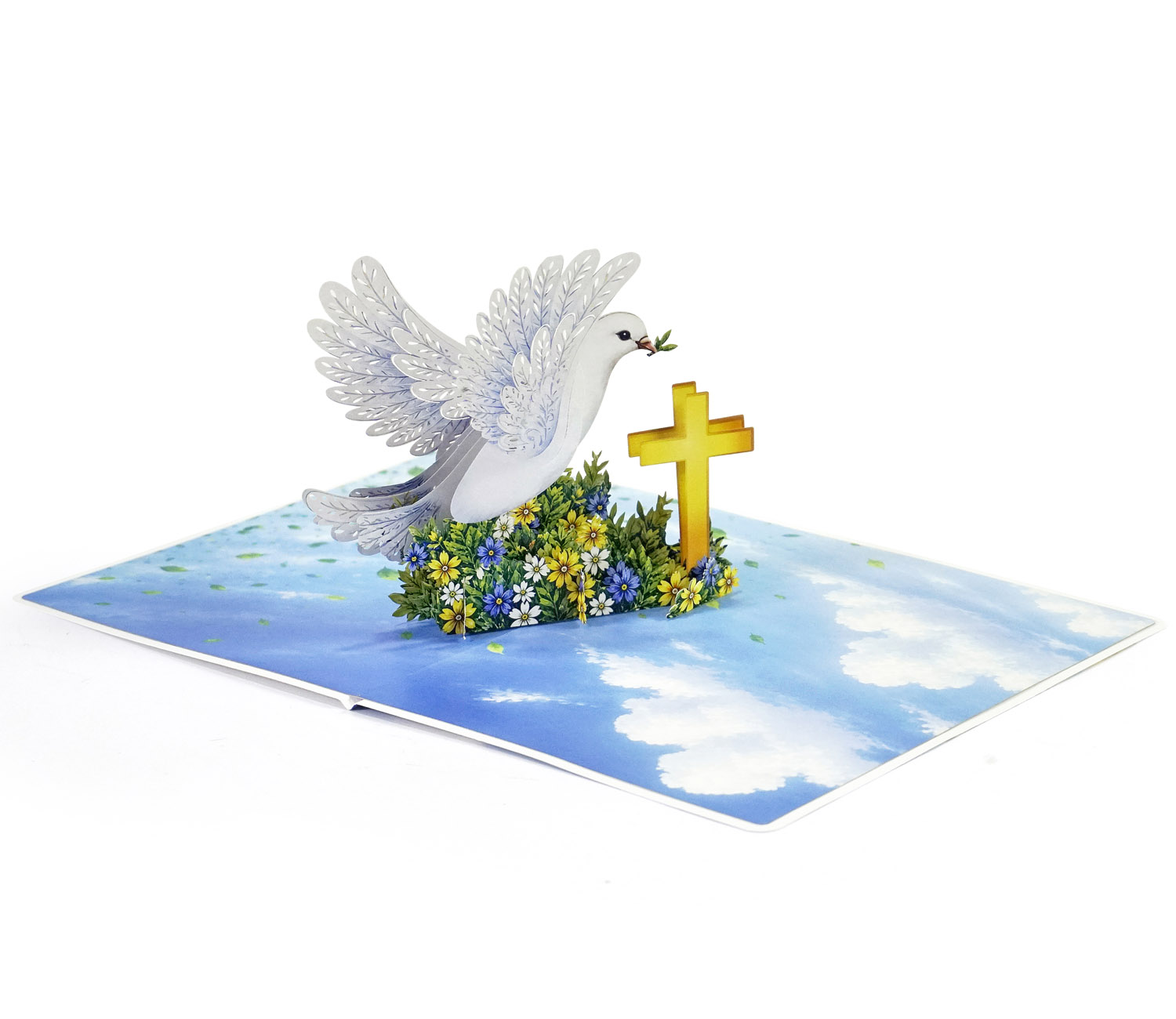 3D Dove & Cross Pop-Up Card for a newborn boy - Image 8
