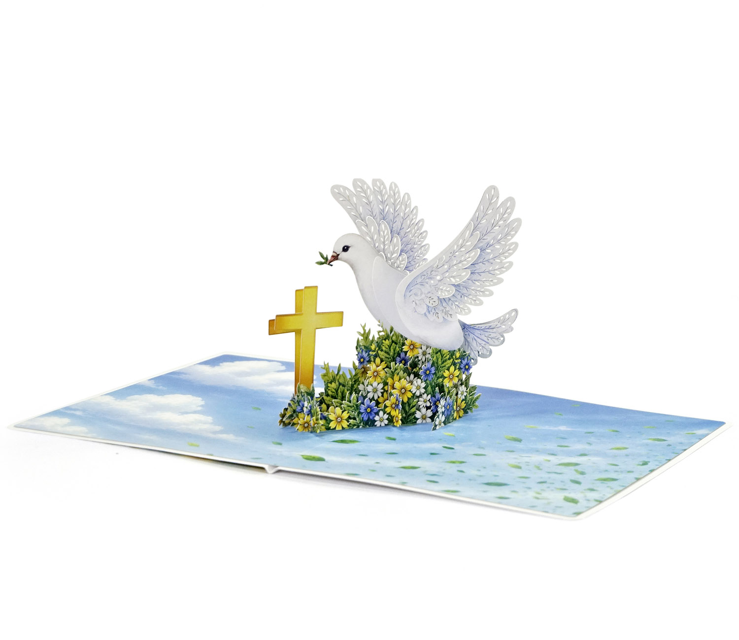 3D Dove & Cross Pop-Up Card for a newborn boy - Image 7