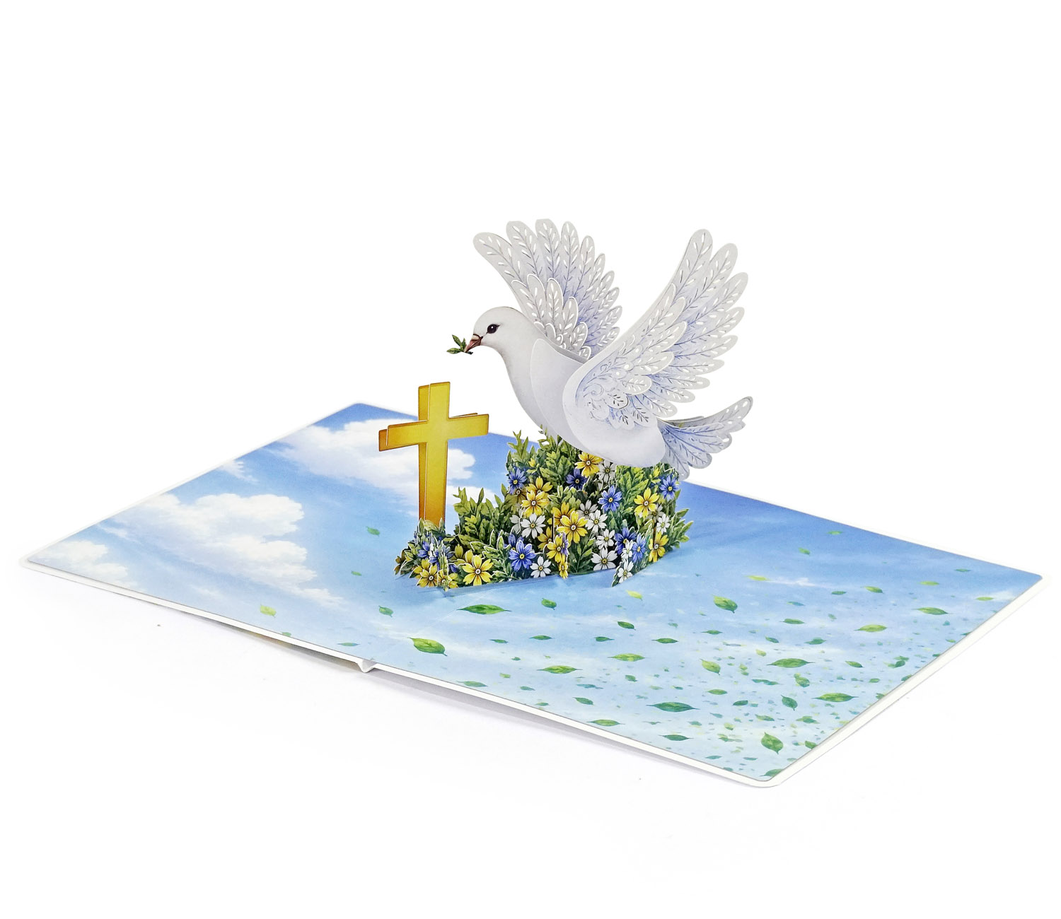 3D Dove & Cross Pop-Up Card for a newborn boy - Image 6