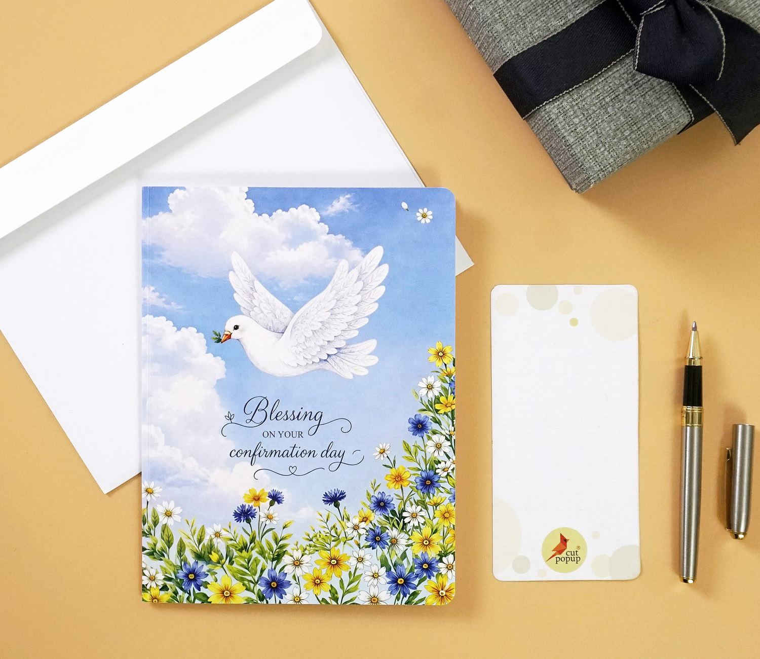 3D Dove & Cross Pop-Up Card for a newborn boy - Image 4