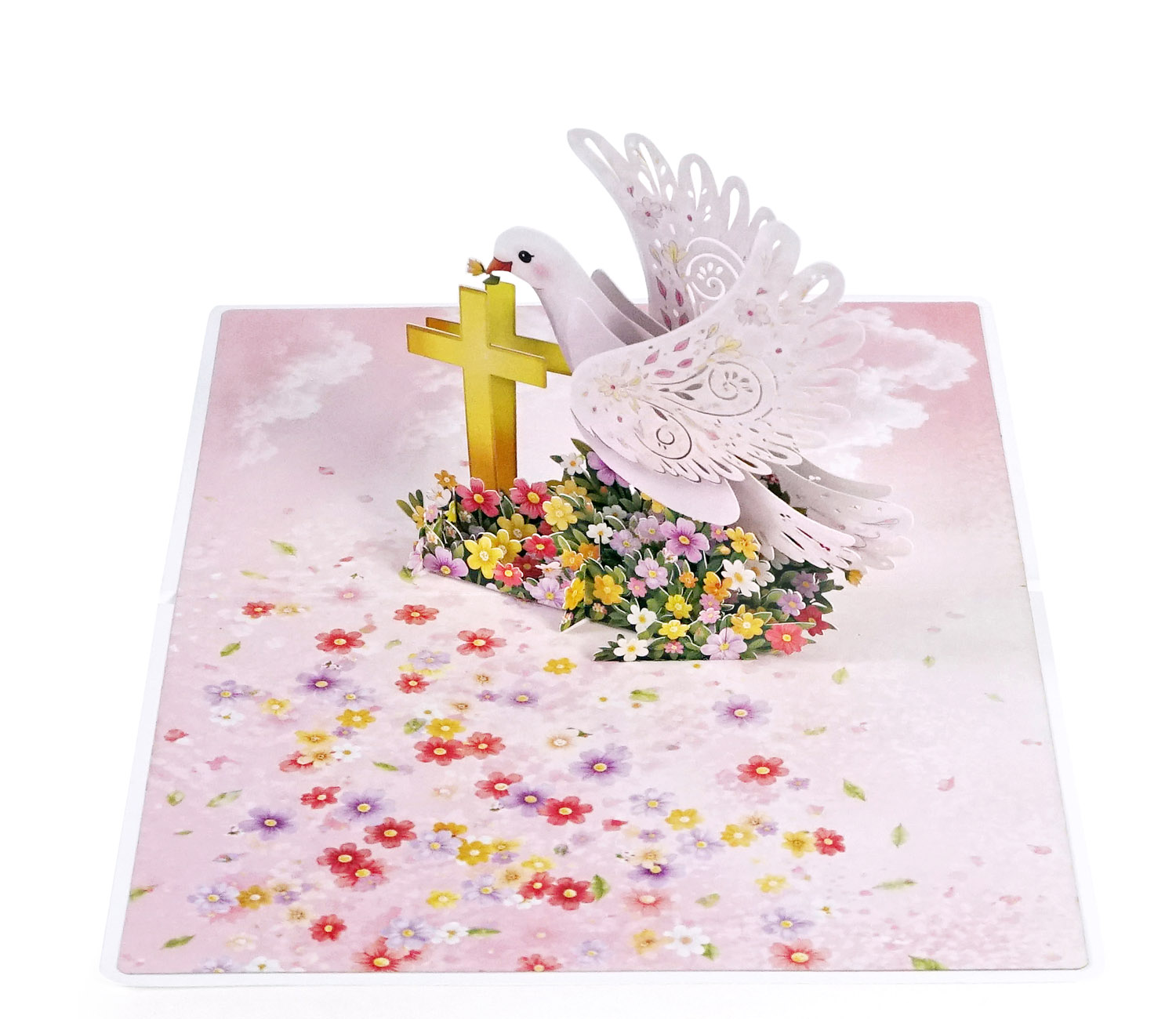 3D Dove & Cross Pop-Up Card for a newborn girl - Image 11