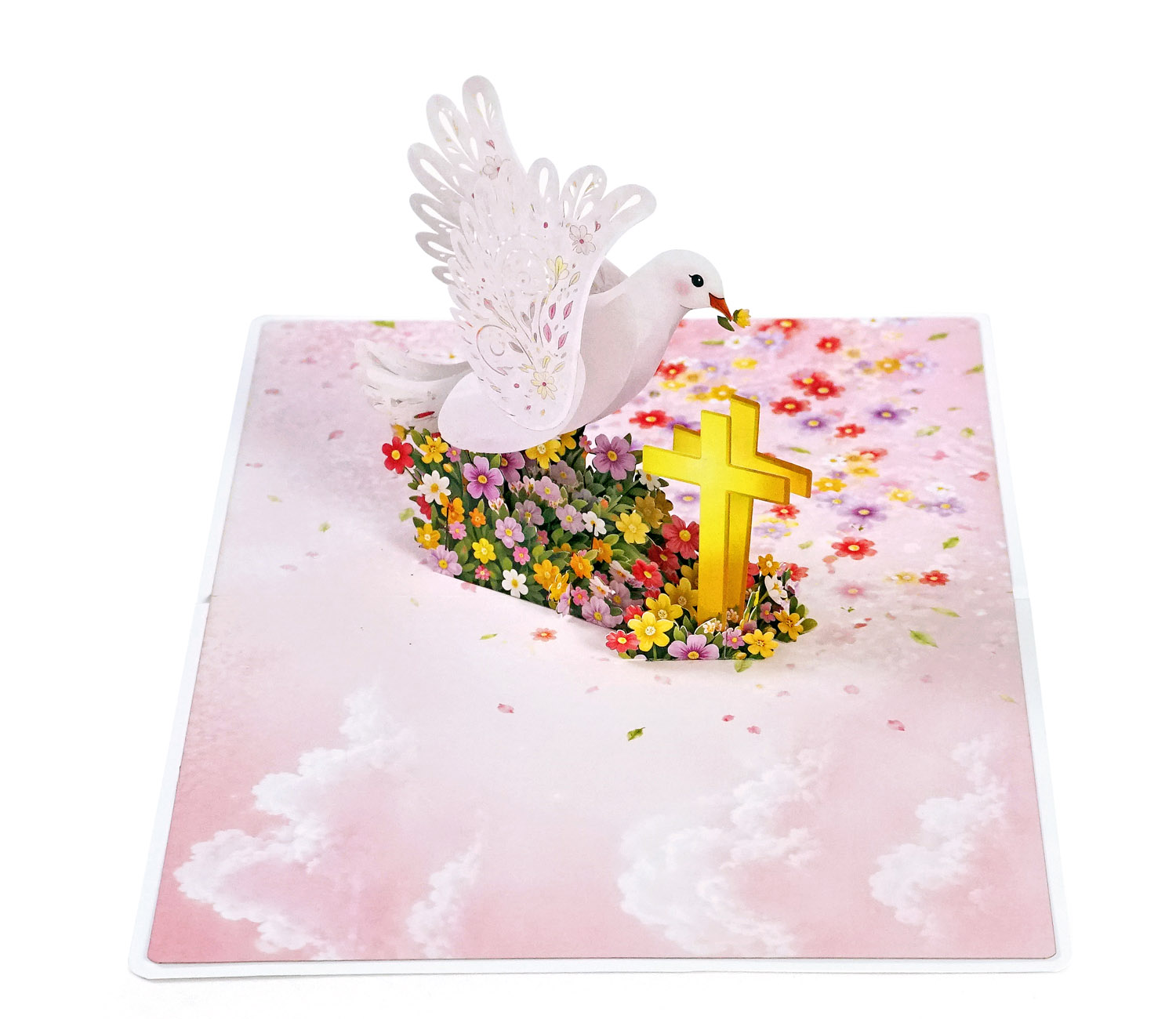 3D Dove & Cross Pop-Up Card for a newborn girl - Image 10