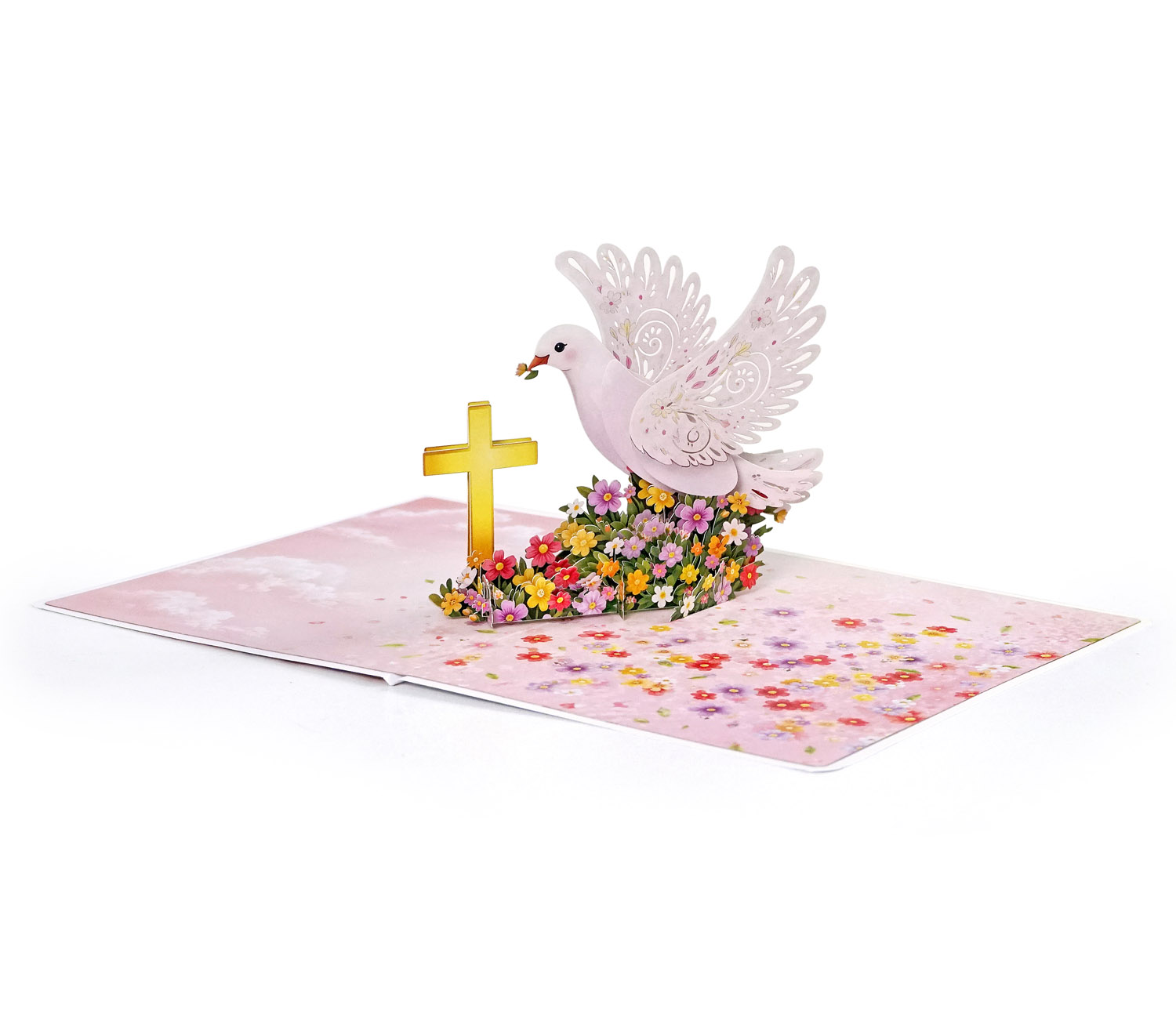 3D Dove & Cross Pop-Up Card for a newborn girl - Image 9