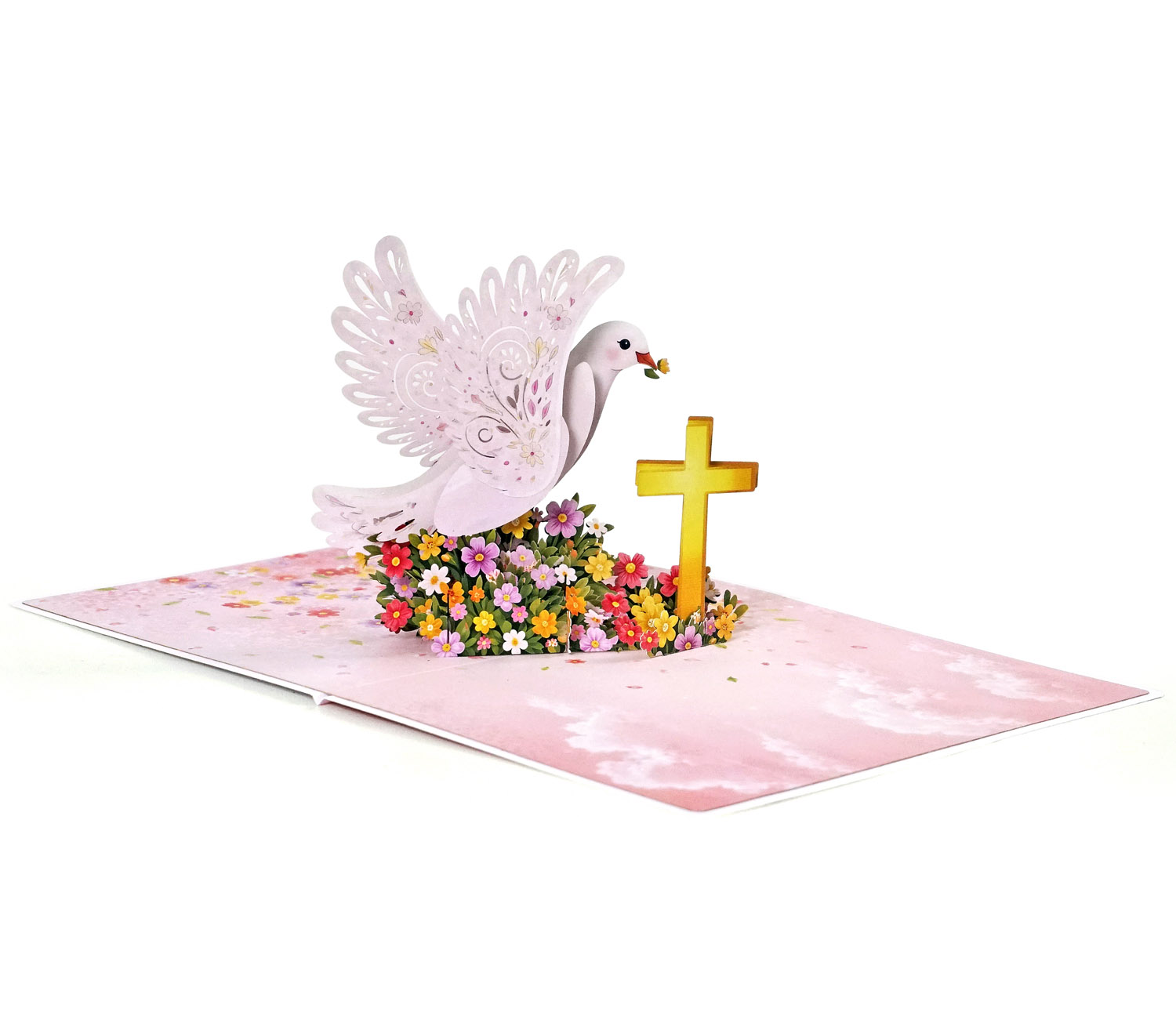 3D Dove & Cross Pop-Up Card for a newborn girl - Image 8