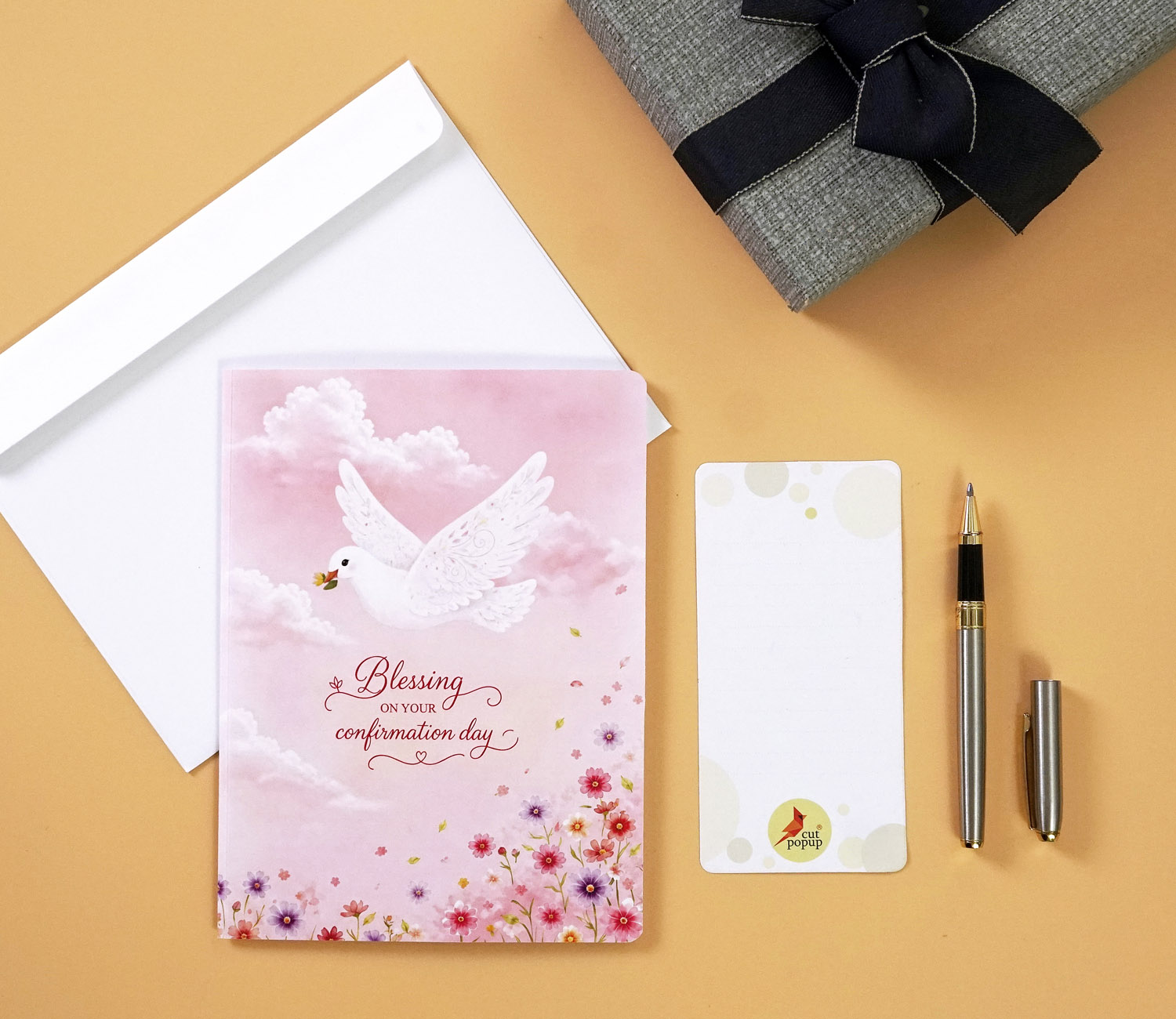 3D Dove & Cross Pop-Up Card for a newborn girl - Image 5
