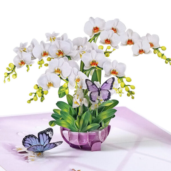 Alternative view of Elegant 3D Orchid Pop-Up Card with Butterflies