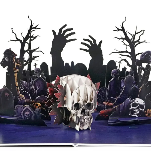 Halloween 3D Skyline greeting cards Skull