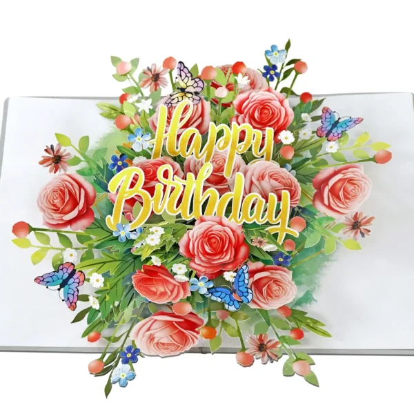 Happy Birthday 3D Pop-up Card Rose