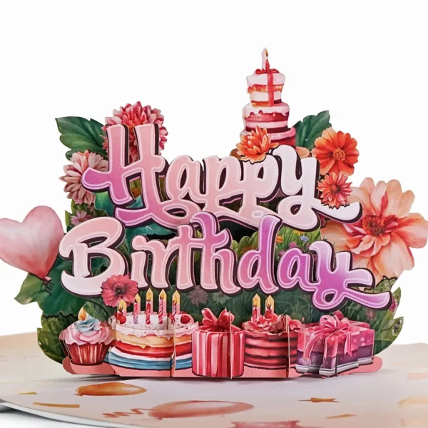 Alternative view of Happy Birthday 3D pop up to anniversary or invite card