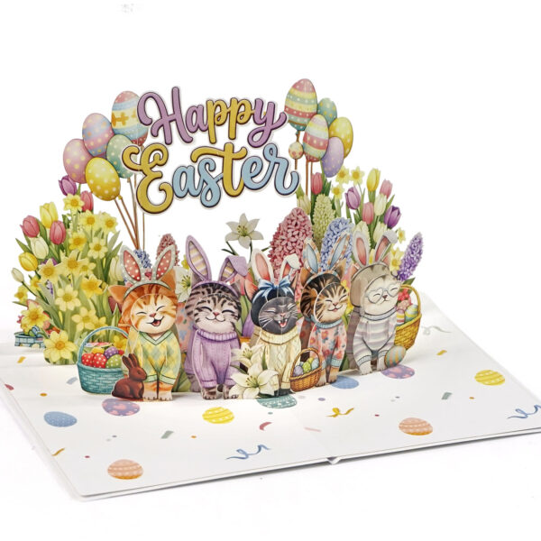 Alternative view of Cute Happy Easter 3D Pop-Up Card with Bunnies