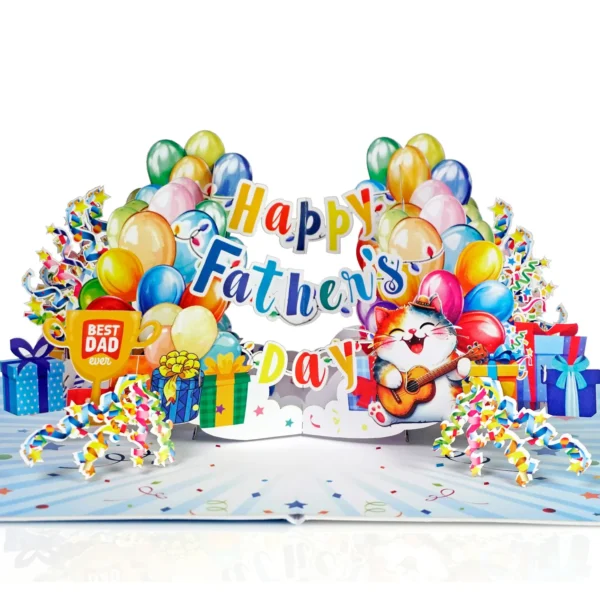 Happy Dather's Day Banner Text 3D Pop up Cards