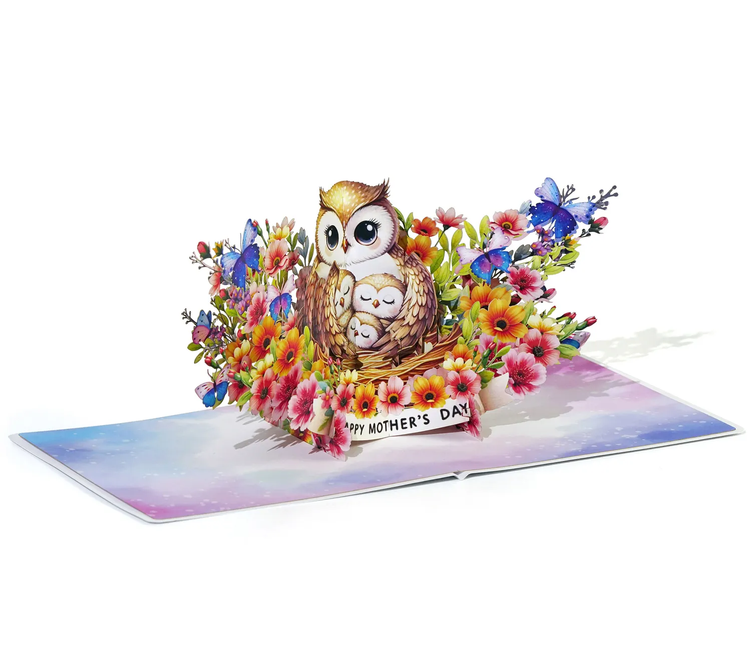 Mother's Day Greeting Card With Mother Owl And Her Little Cubs - Image 6