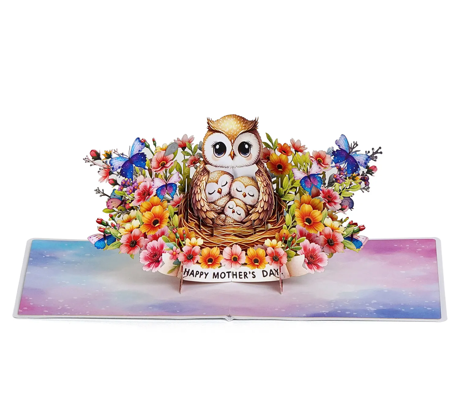 Mother's Day Greeting Card With Mother Owl And Her Little Cubs - Image 5