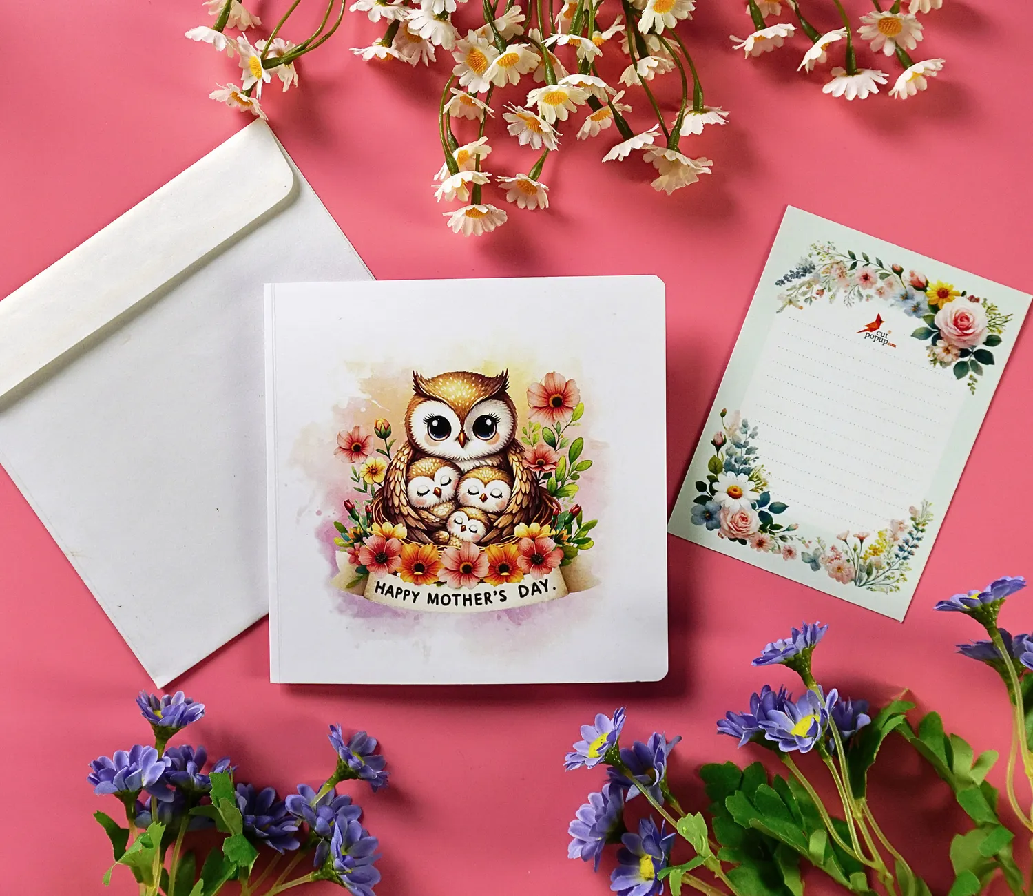 Mother's Day Greeting Card With Mother Owl And Her Little Cubs - Image 9