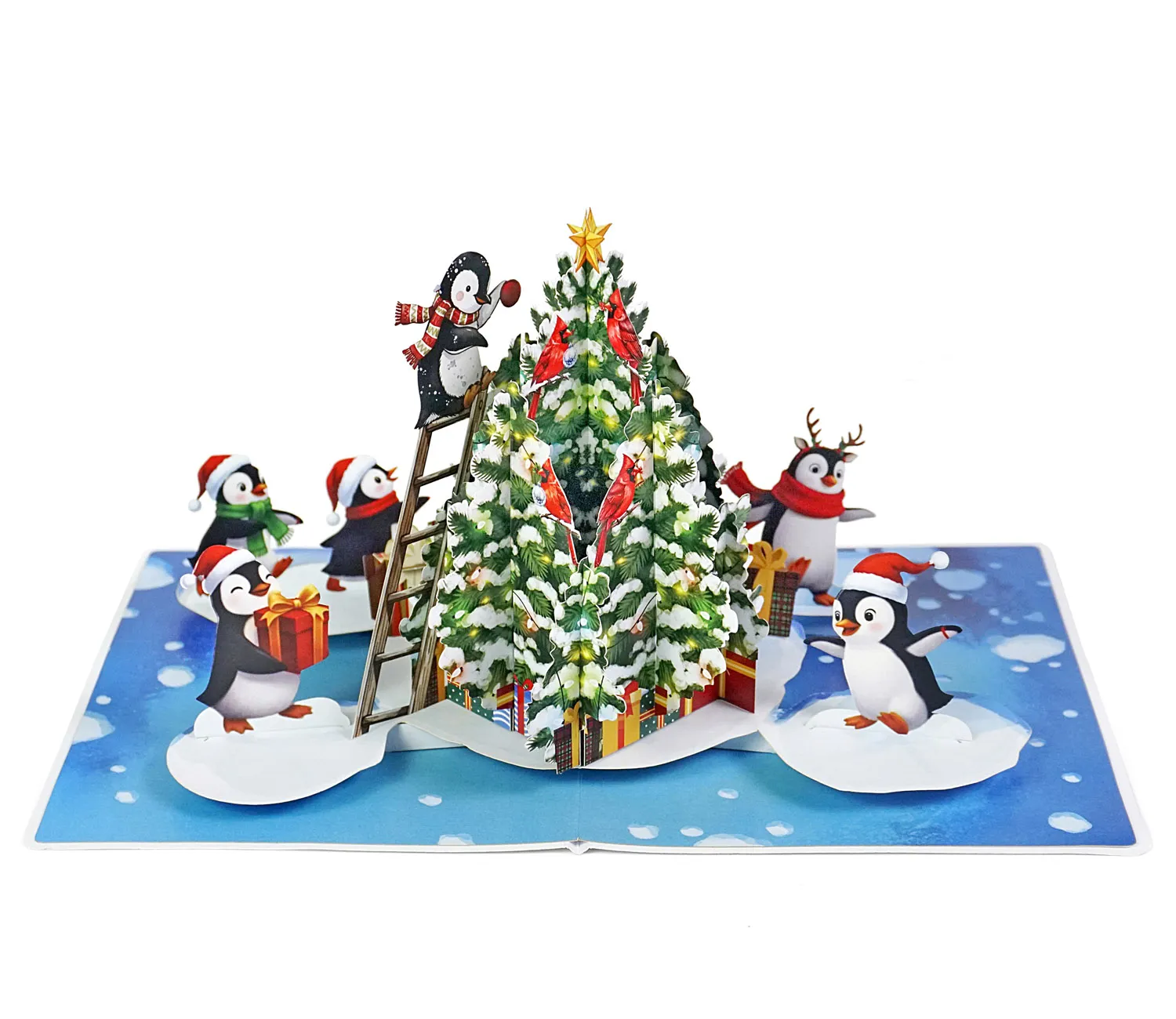 Penguins Decorating the Tree Christmas 3D Pop-Up Cards - Image 4