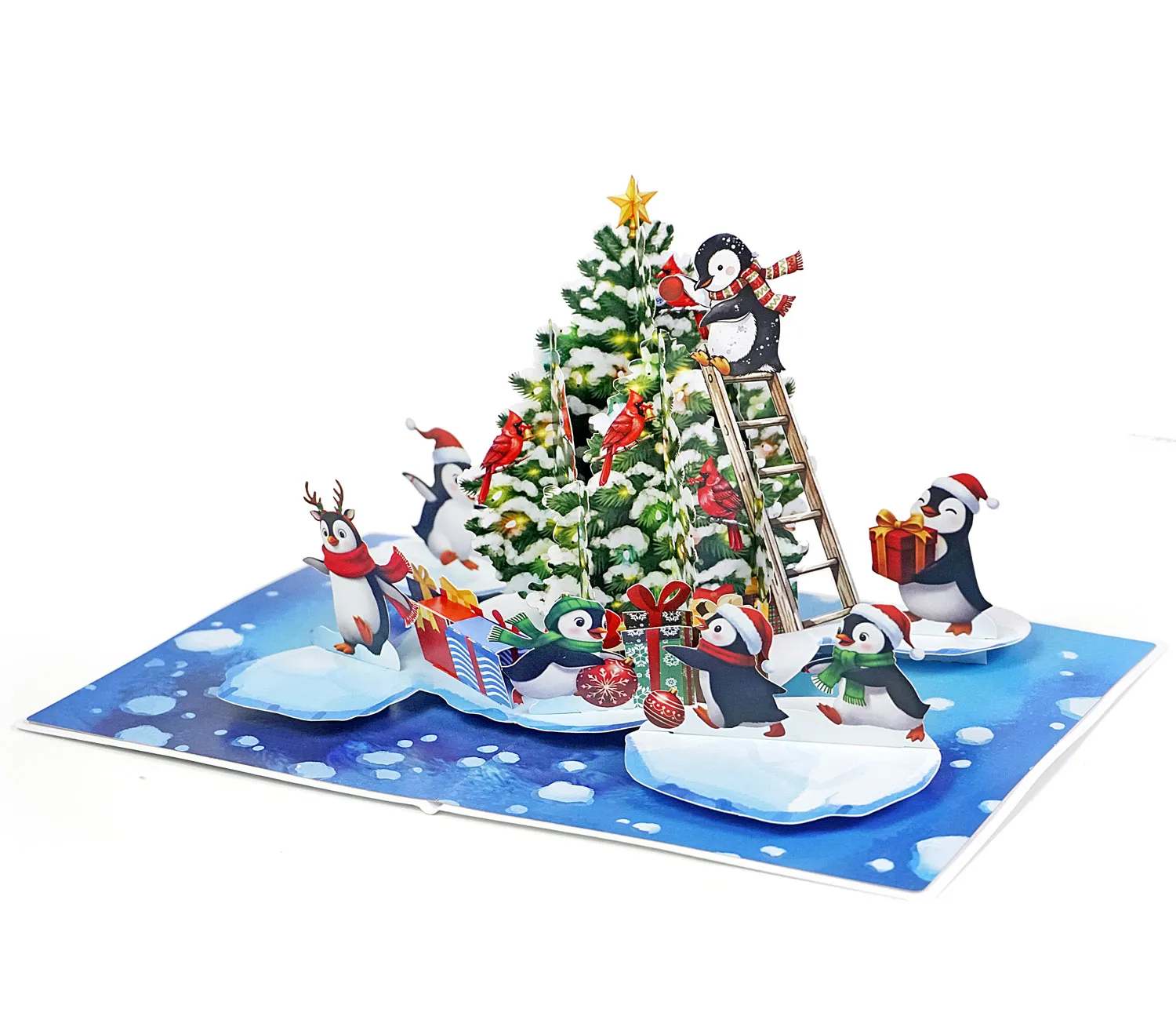Penguins Decorating the Tree Christmas 3D Pop-Up Cards - Image 5