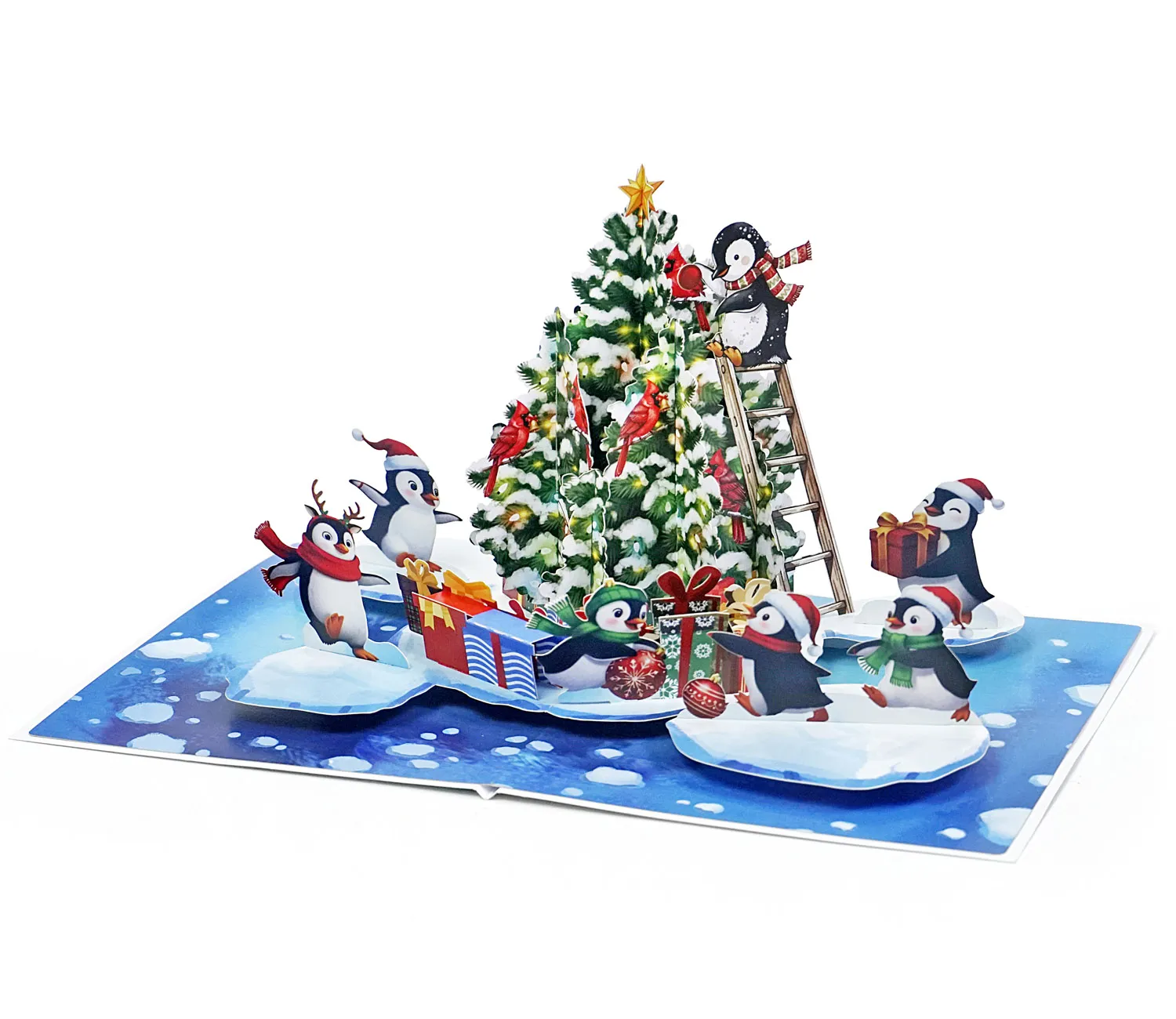 Penguins Decorating the Tree Christmas 3D Pop-Up Cards - Image 7