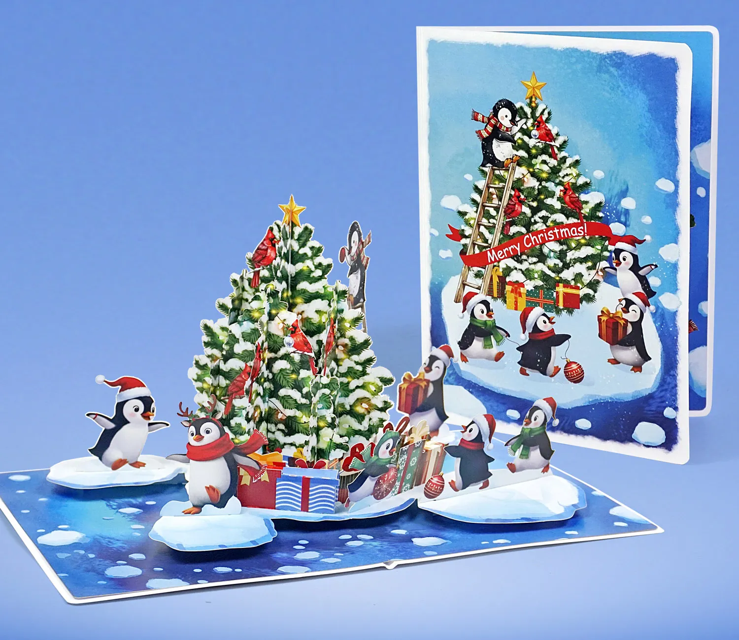 Penguins Decorating the Tree Christmas 3D Pop-Up Cards - Image 14