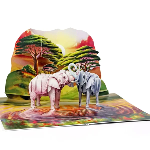 Alternative view of Shape of heart in a 3D Pop-Up Elephant greeting Cards