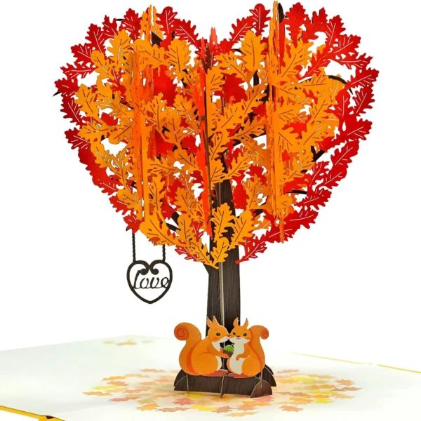 Squirrel Couple Heart Tree Valentine 3D Greeting Card