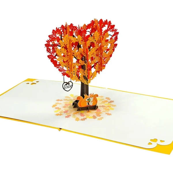 Alternative view of Squirrel Couple Heart Tree Valentine 3D Greeting Card