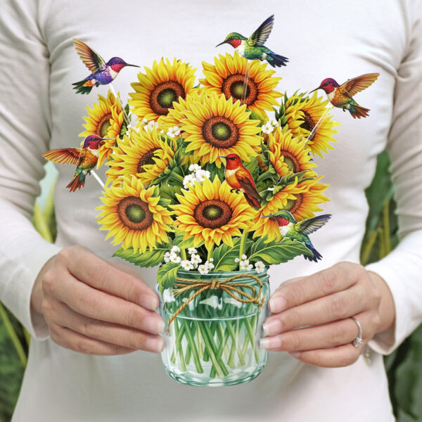 Alternative view of Sunflower 3D Pop-Up Card with Hummingbirds (Medium)