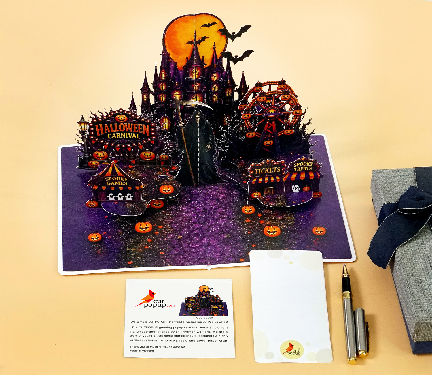 3D Halloween Greeting Card with Envelopes
