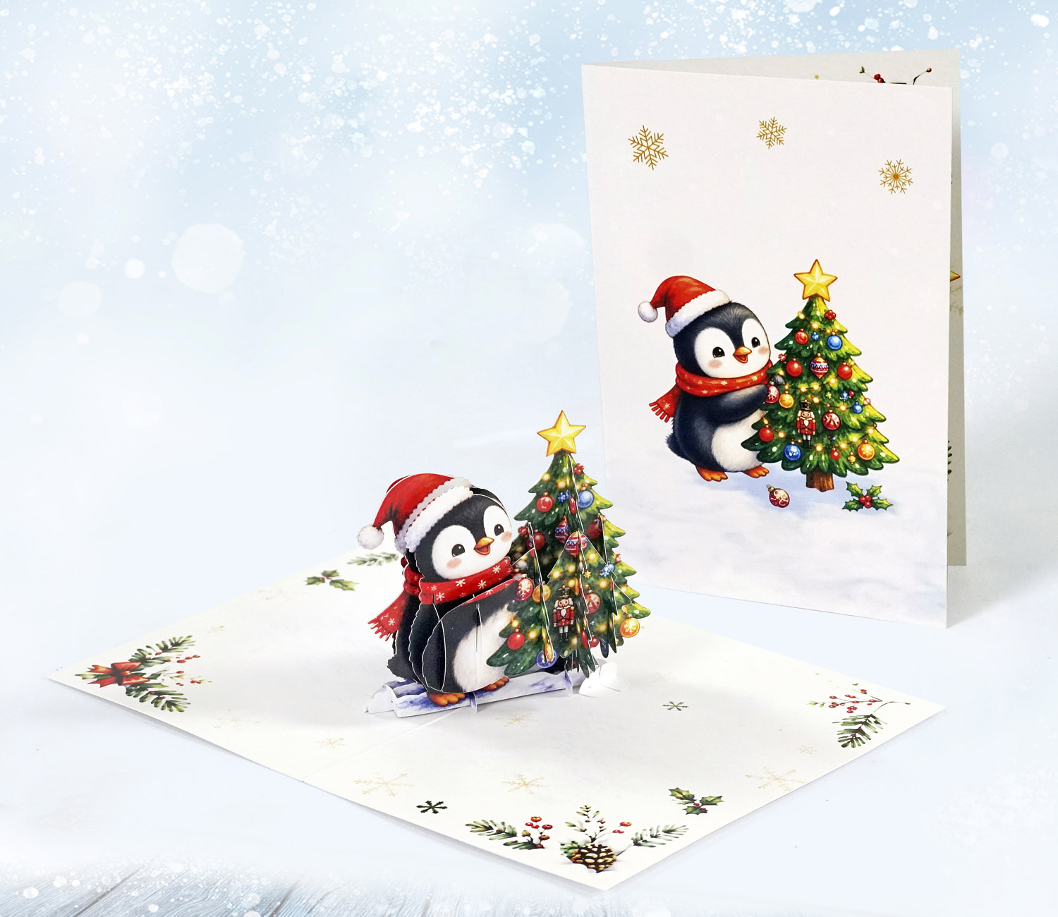Pack of 4 Penguins Merry Christmas 3D Pop up Cards - Image 13