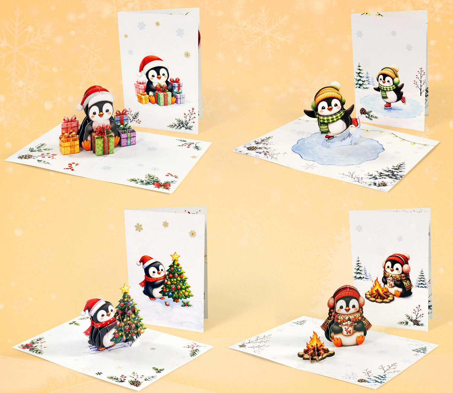 Pack of 4 Penguins Merry Christmas 8