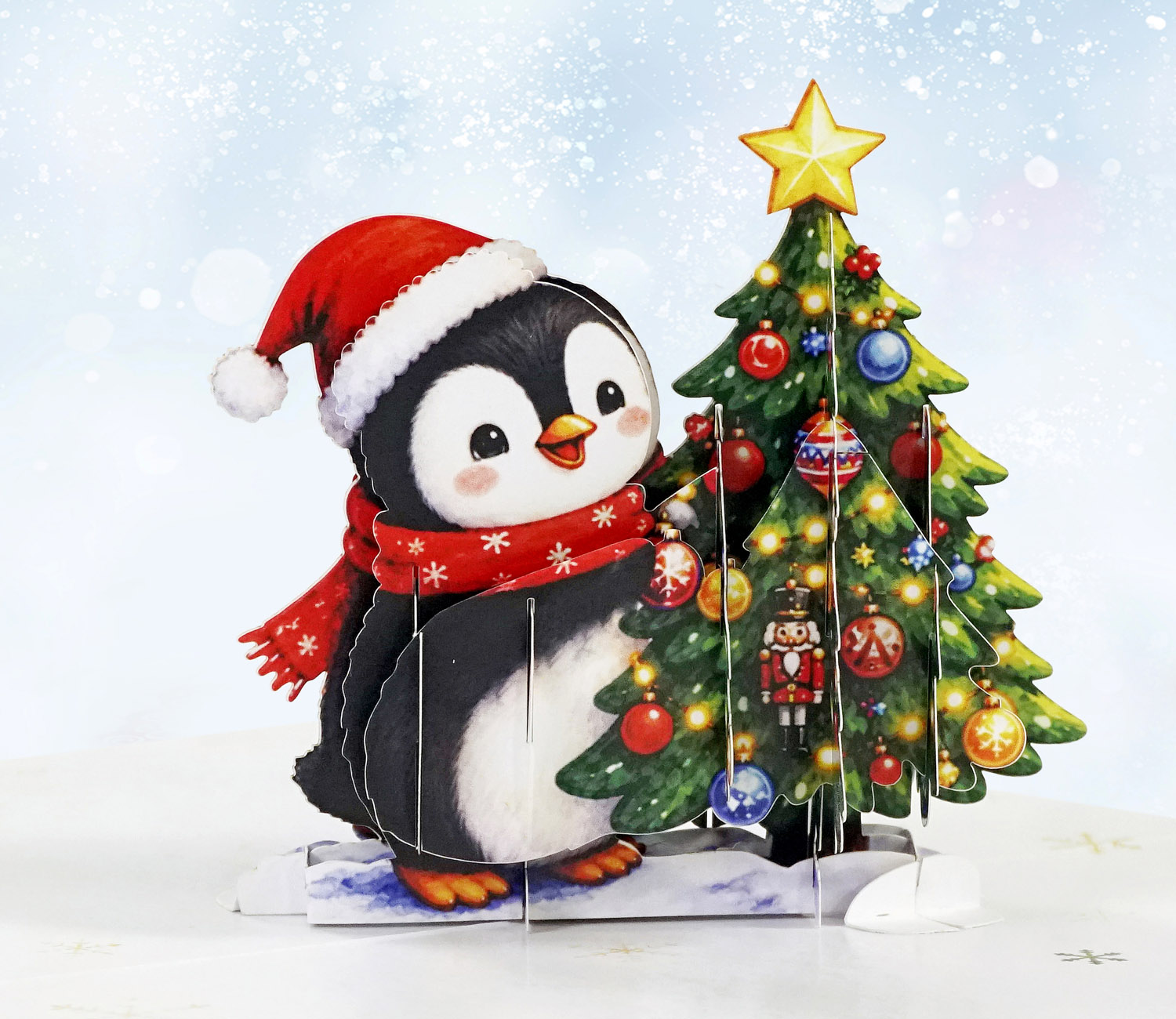 Pack of 4 Penguins Merry Christmas 1