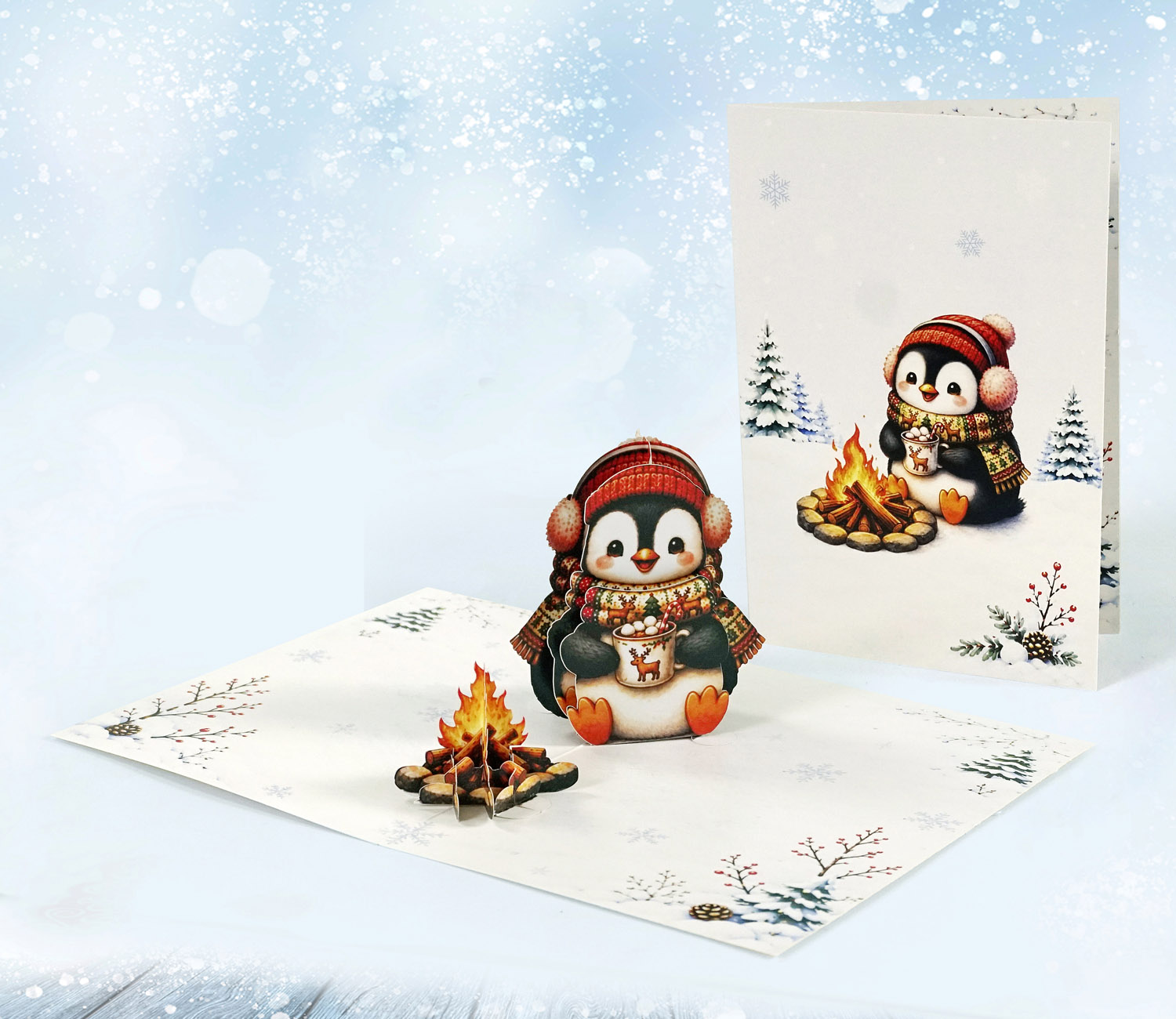 Pack of 4 Penguins Merry Christmas 3D Pop up Cards - Image 7