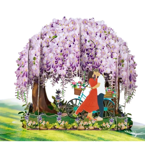 Wisteria With Couple For Valentines 3D Popup Cards Or Anniversary Greeting Card