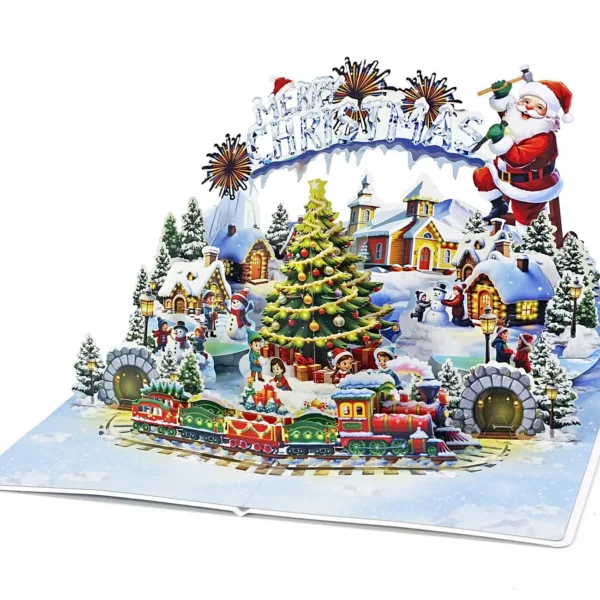Alternative view of Village merry Christmas 3D greeting popup cards